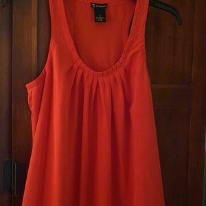 Womens Size 4 Blood Orange and Pink Pleated Dress/Tunic, Beautiful weight Fabric